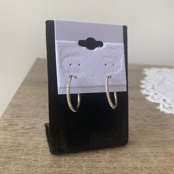 LAUREN Ralph Lauren rhinestone gold plated hoop earrings - Picture 4 of 4